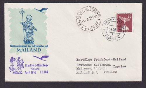 Flugpost Brief Air Mail Lufthansa Wiederaufnahme Luftverkehr Frankfurt München