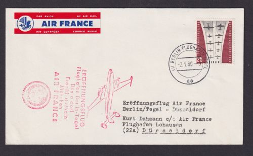 Flugpost Brief Air Mail Air France Eröffnungsflug Flughafen Berlin EF 188 Tegel