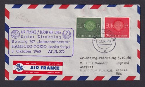 Flugpost Brief Air Mail Air France Boeing 707 Intercontinental Hamburg Tokio