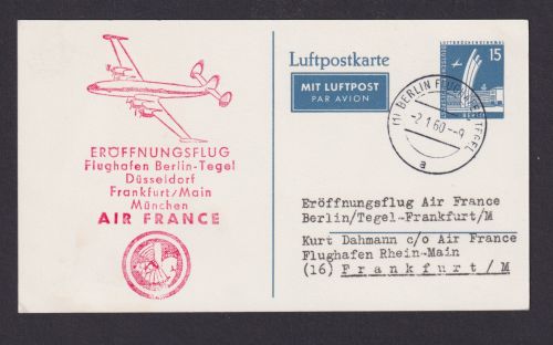Flugpost Brief Air Mail Berlin Privatganzsache 15 Pfg. Bauten Luftbrückendenkmal
