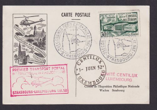 Helikopter Flugpost Brief Air Mail Strasbourg Frankreich Luxemburg + Motov