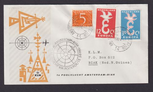 Flugpost Brief Air Mail KLM Amsterdam Niederlande Biak Nied Neuguinea Polarroute