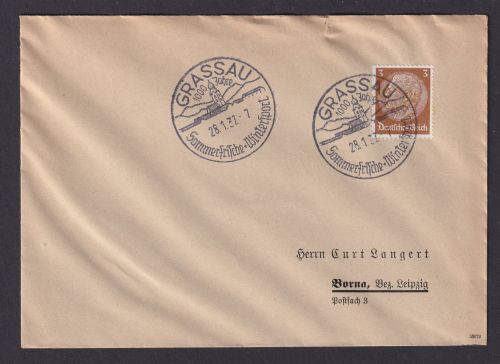 Grassau Bayern Deutsches Reich Brief SST Sommerfrische Wintersport n. Borna