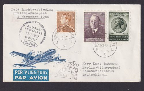 Flugpost Brief Air Mail Belgien Sabena Erstflug Brüssel Belgien Berlin