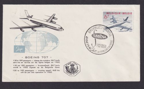 Flugpost Brief Air Mail Sabena Boeing Jet Intercontinental 707 mit Passagier -
