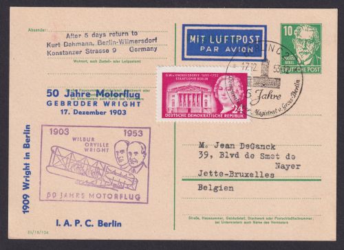 Flugpost Brief Air Mail DDR Privatganzsache Köpfe Bebel P 41 II c inter Zudruck