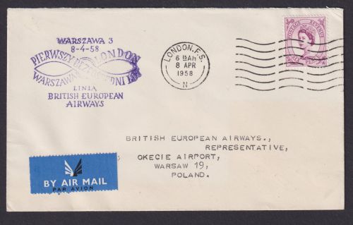 Flugpost Brief Air Mail Grossbritannien EF Elisabeth British European Airways