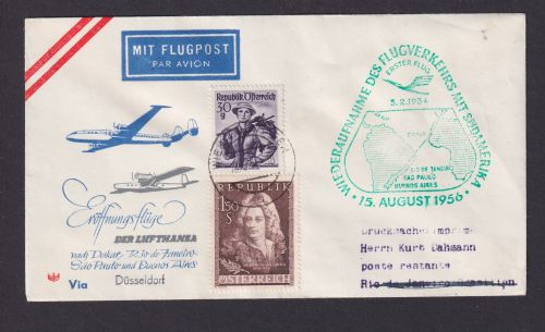 Flugpost Brief Air Mail Österreich Lufthansa Buenos Aires Argentinien