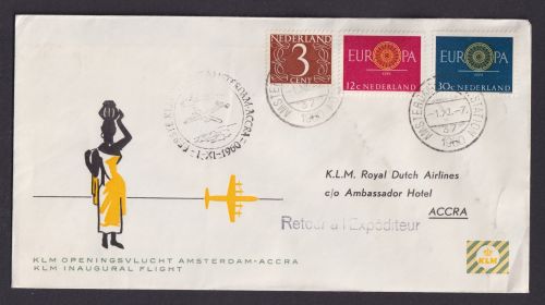 Flugpost Brief Air Mail Niederlande KLM Amsterdam Accra Ghana Afrika Westafrika