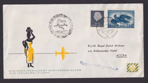 Flugpost Brief Air Mail Niederlande KLM Amsterdam Accra Ghana Afrika Westafrika