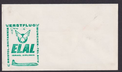 Flugpost Brief Air Mail Israel ELAL Erstflug Bristol GB München D Tl Aviv Blanco