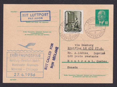Flugpost Brief Air Mail DDR Pieck Ganzsache Lufthansa Hamburg Manchester