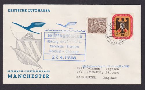 Flugpost Brief Air Mail Berlin Bauten + Adler Brustschild Hamburg Frankfurt