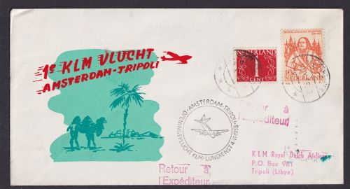 Flugpost Brief Air Mail KLM Amsterdam Niederlande Tripoli Libanon 4.11.1958