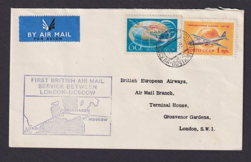 Flugpost Brief Air Mail Sowjetunion British Airways London Moskau 15.5.1959