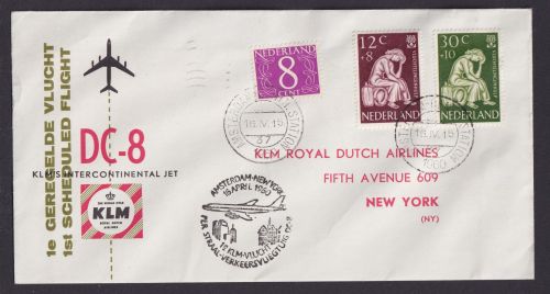 Flugpost Brief Air Mail KLM DC 8 Amsterdam Niederlande New York USA 1960
