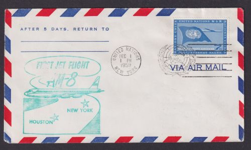 Flugpost Brief Air Mail First Jet Flight AM 8 Houston Texas UNO New York