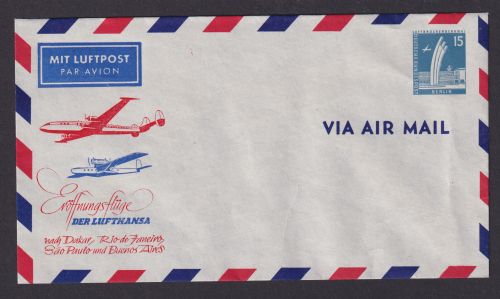 Flugpost Brief Air Mail toll gestaltete Privatganzsache Berlin Lufthansa selt.