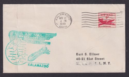 Flugpost Brief Air Mail Kalamazoo USA Indianapolis 1949