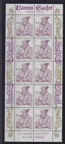 Bund 1763 Kleinbogen Zehnerbogen Hans Sachs Luxus postfrisch MNH Kat. 16,00
