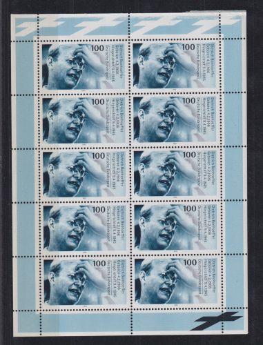 Bund Kleinbogen Zehnerbogen 1781 Dietrich Bonhoeffer postfrisch MNH Kat 40,00