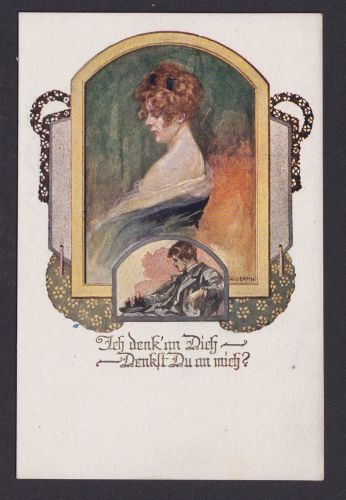 Jugenstil Ansichtskarte Künstlerkarte Junges Mädchen Verlag Deutscher