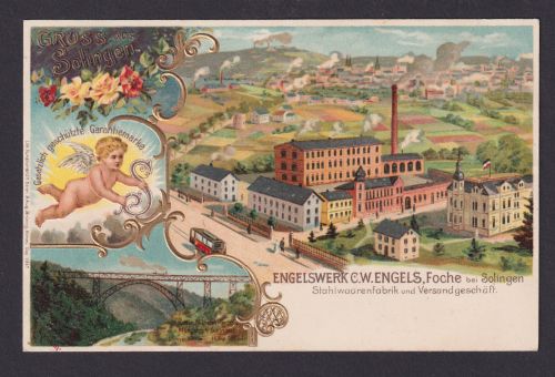 Litho Ansichtskarte Solingen NRW Engelswerk C.W. Engels Foche b. Solingen