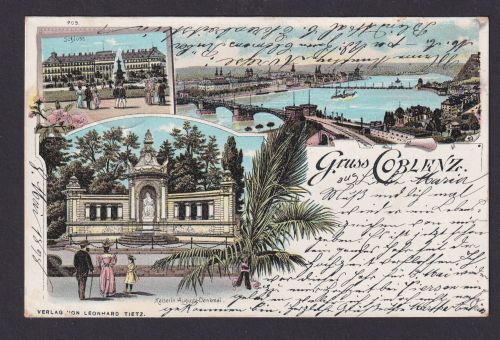 Litho Ansichtskarte Coblenz Rheinland Pfalz Rhein Kaiserin Augusta Denkmal
