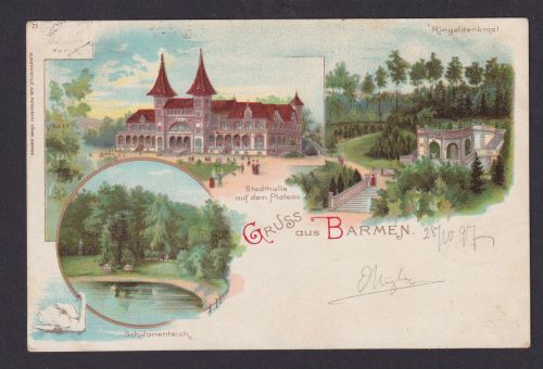 Litho Ansichtskarte Barmen Wuppertal NRW n. Elberfeld