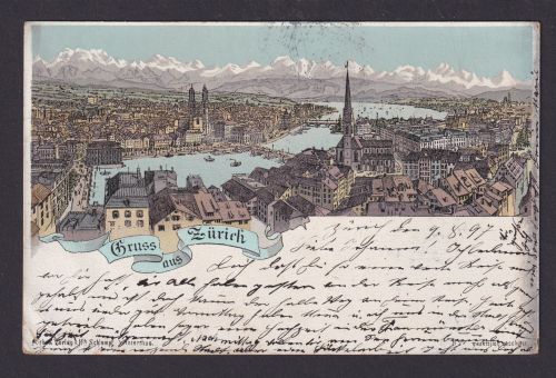 Litho Ansichtskarte Zürich Schweiz n. Eben am Achensee Österreich