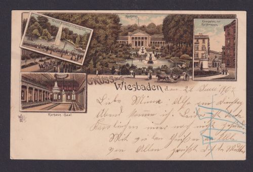 Litho Ansichtskarte Wiesbaden Hessen ab Sonnenberg