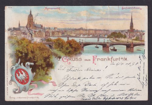 Litho Ansichtskarte Frankfurt a. Main HessenMainansicht Sachsenhausen n.