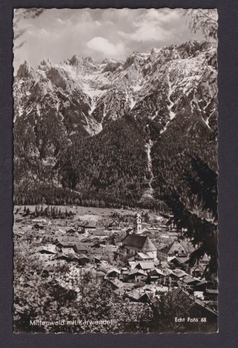 Ansichtskarte Mittenwald Bayern Karwendel Gebirge Luftbild n. Hohberge b.