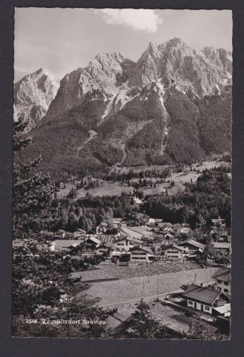 Ansichtskarte Grainau Zugspitze Bayern Reklame Stempel Hotel Badersee