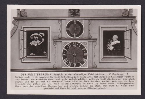 Ansichtskarte Rothenburg ob der Tauber Bayern Der Meistertrunk Kunstuhr a.d.