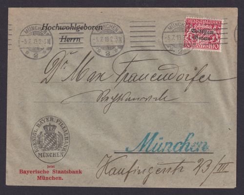 Altdeutschland Bayern Dienst Brief EF an Dr. Max Frauendorfer