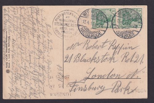 Ansichtskarte Wernigerode K1 Postbriefkasten am Wasserfall Steinerne Renne Hotel