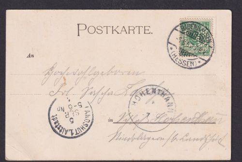 Perfin Lochung L.O. gute Künstler Ansichtskarte Wagner Festspiele Babenhausen