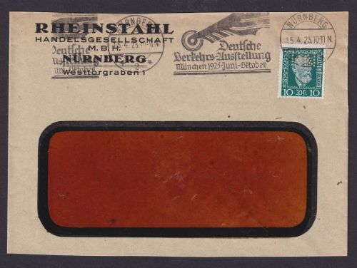 Perfin Lochung Deutsches Reich Brief EF UPU Stephan RN Rheinstahl Reklame