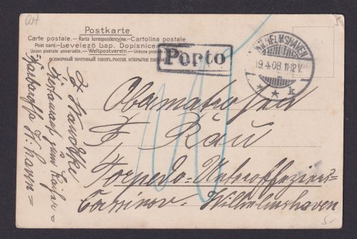 Deutsches Reich Wilhelmshaven mit R 1 PORTO und 10 Pfg. Nachgebühr auf schöner