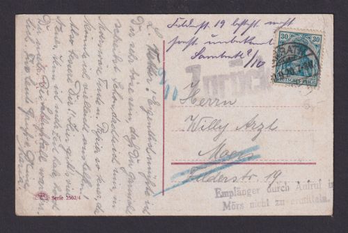 Postsache Deutsches Reich Stempel Besonderheit Zurück + Emfpänger durch Aufruf