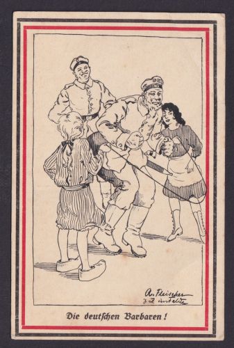 Ansichtskarte Feldpost Scherzkarte Humor Signiert A. Fleischer z.Zt. im Felde