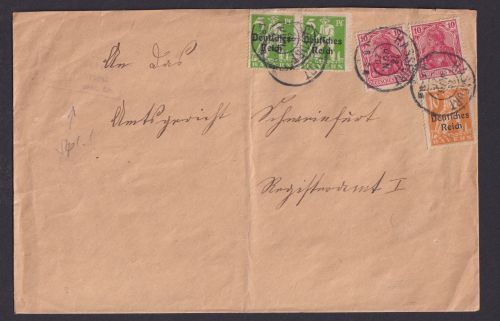 Deutsches Reich Brief MIF Germania mit Bayern Aufdruck Abschied Hassfurt 28.6.1920