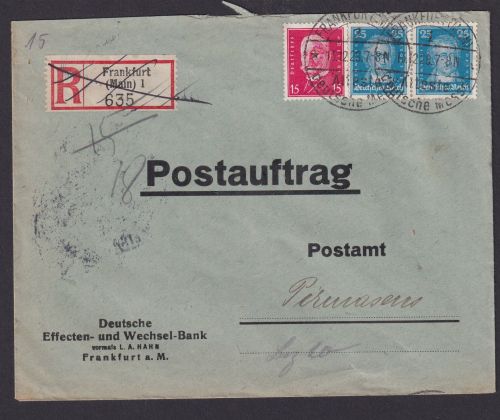 Deutsches Reich Brief Postsache Postauftrag Berühmte Deutsch incl. Paar 25 Pfg. rs