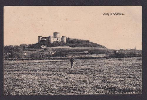 Ansichtskarte Feldpost Coucy le Chateau Frankreich Burgruine n. Küppingen
