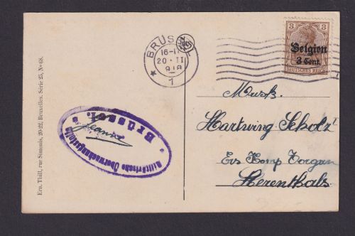 Deutsche Besetzung 1914 18 I. Weltkrieg Belgien Ansichtskarte Brüssel 1918