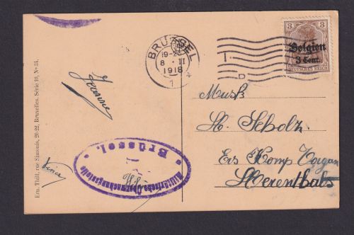 Deutsche Besetzung 1914 18 I. Weltkrieg Belgien Ansichtskarte Brüssel 1918