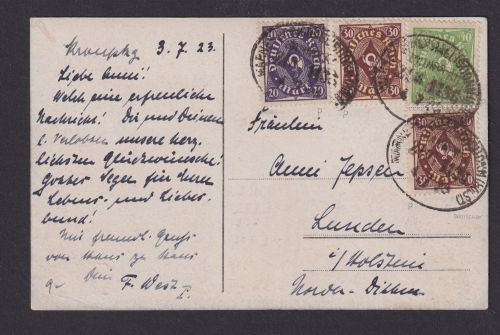 Briefmarken Bahnpost Infla D. Reich Marne ... Künstler Ansichtskarte Allenstein