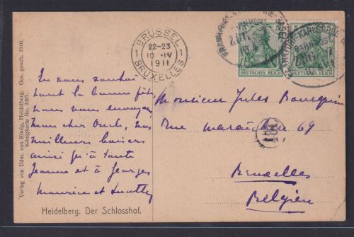 Ansichtskarte Bahnpost Frankfurt Karlsruhe Zug 7 Deutsches Reich n Brüssel