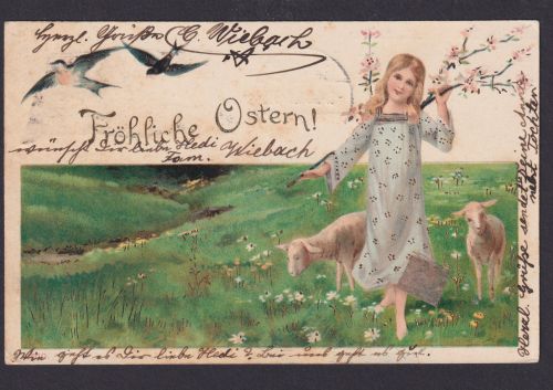 Präge Ansichtskarte Ostern Flaggenstempel Fahnenstempel Deutsches Reich Halle